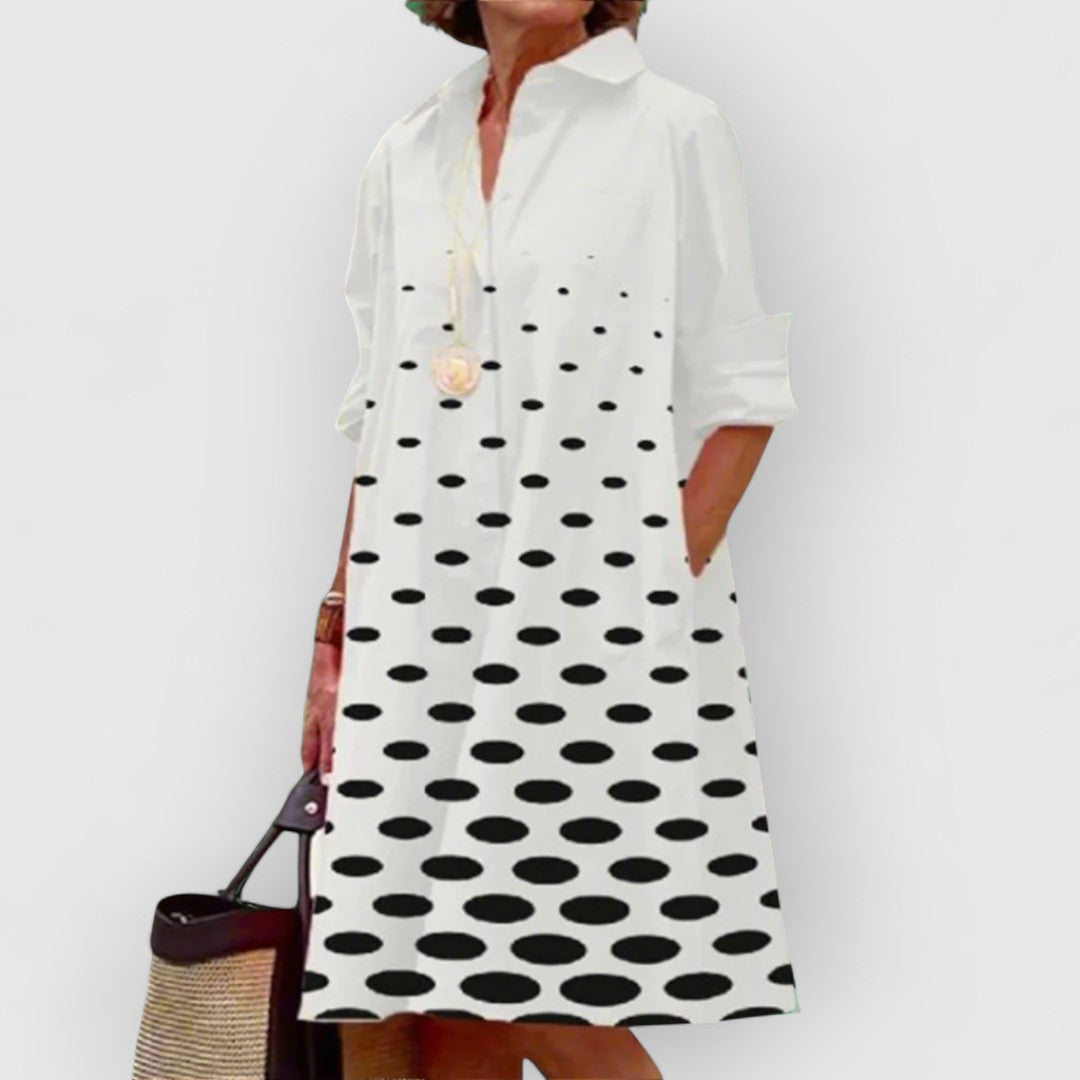 Lilia | Robe élégante blanche imprimée