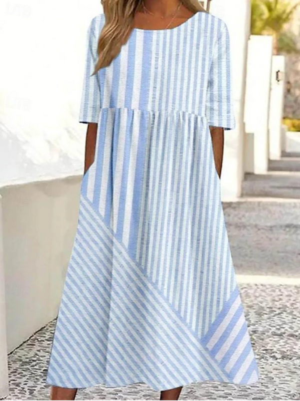 Leviana | Comfortable Striped Cotton Dress