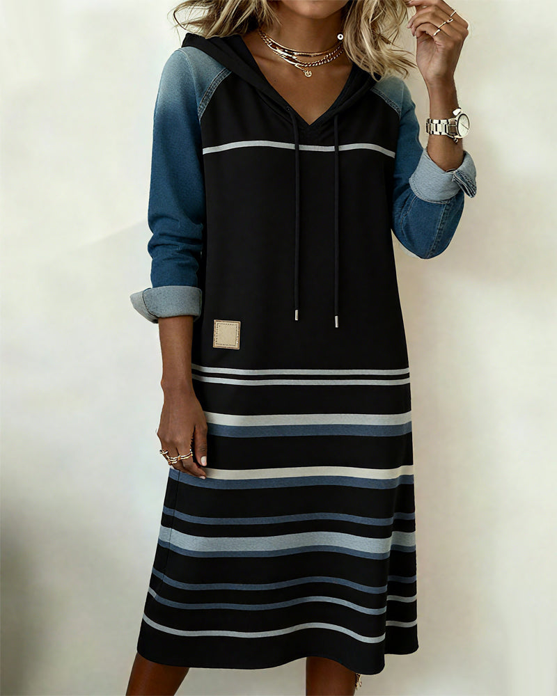 Janelle | Coastal Stripe Hoodie Dress