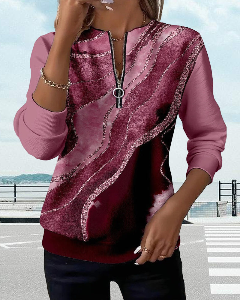 Janelle | Luxe Abstract Zip Sweatshirt