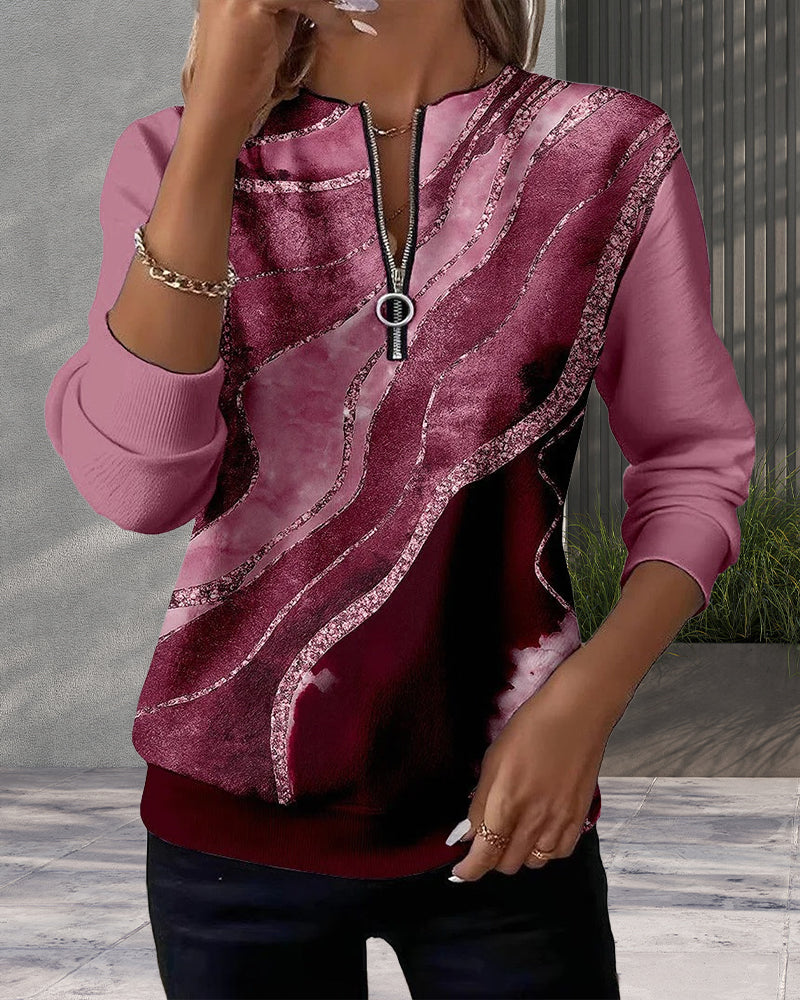 Janelle | Luxe Abstract Zip Sweatshirt