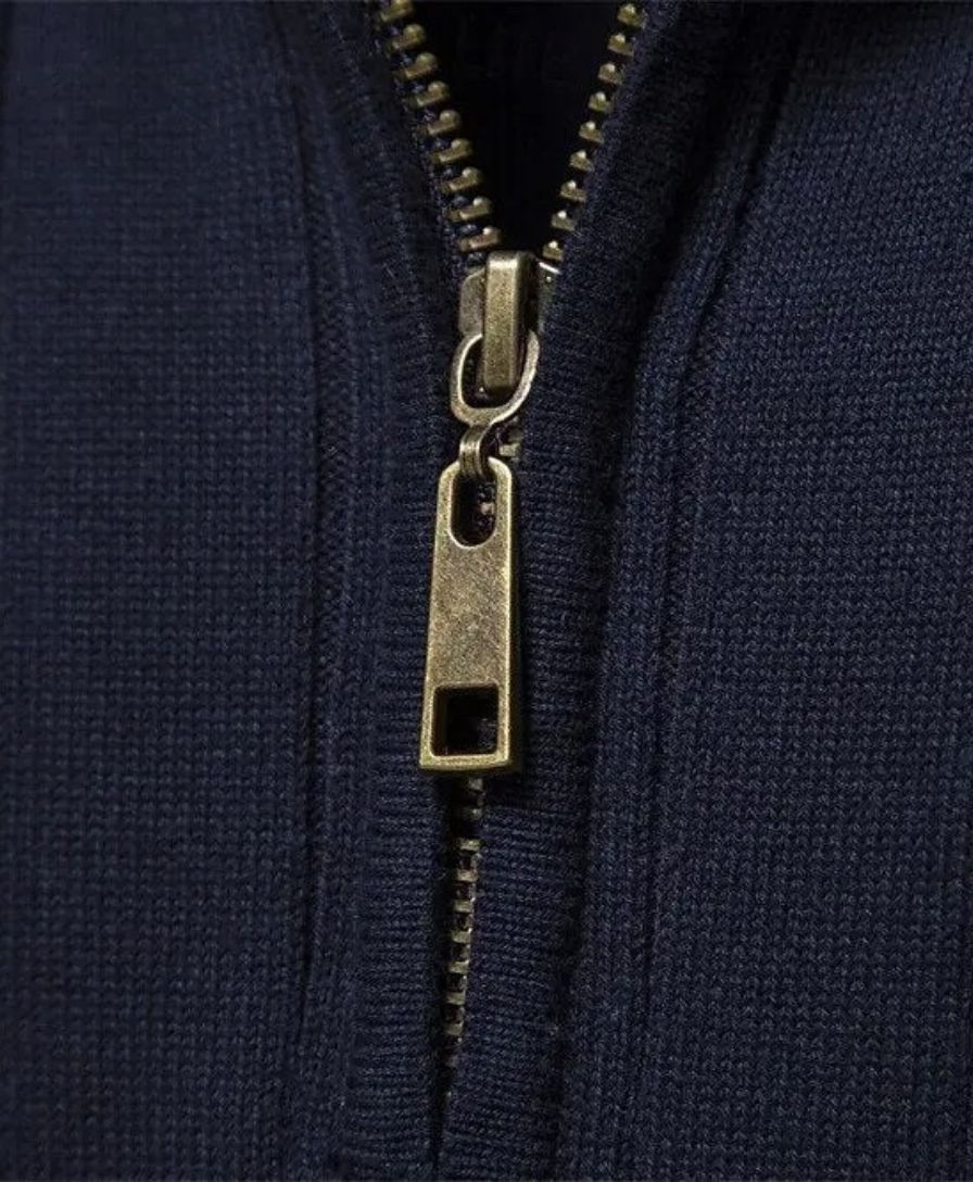 Cotton Pullover with Vertical Stripes and Half-Zip - Leviana