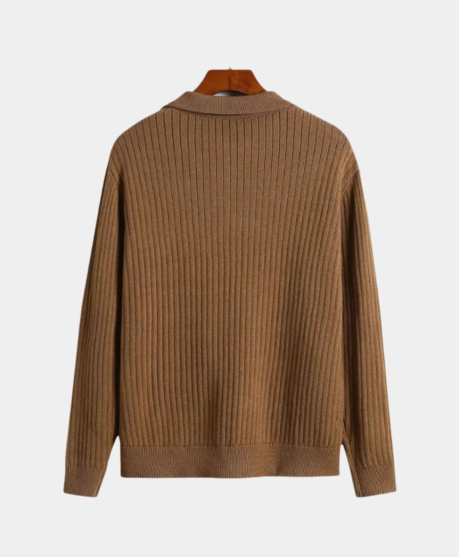 Polyester Sweater with V-Neck - Leviana