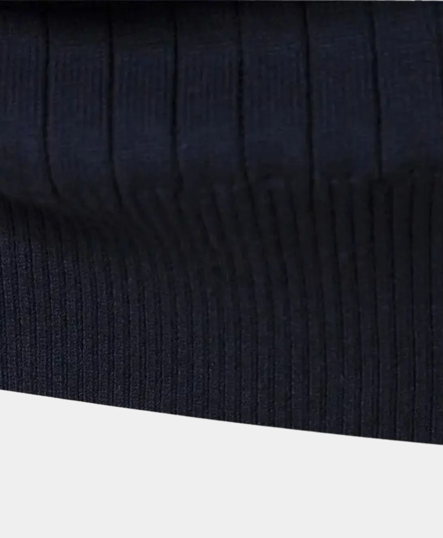 Cotton Pullover with Vertical Stripes and Half-Zip - Leviana