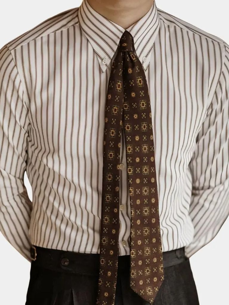 Leviana Brown Retro Striped Shirt