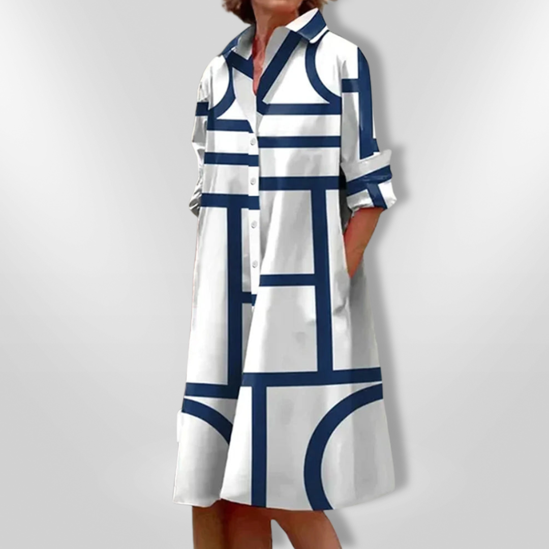 Amélie | Robe Midi avec Motif Géométrique