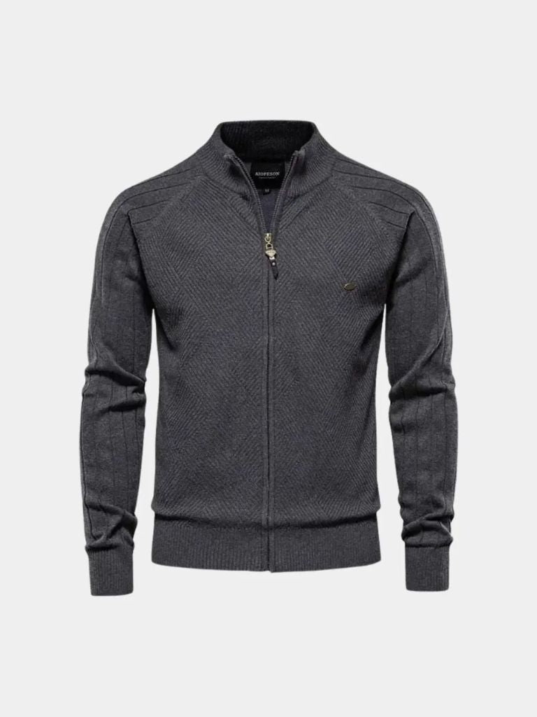 Simple Jacquard Zip Sweater - Leviana