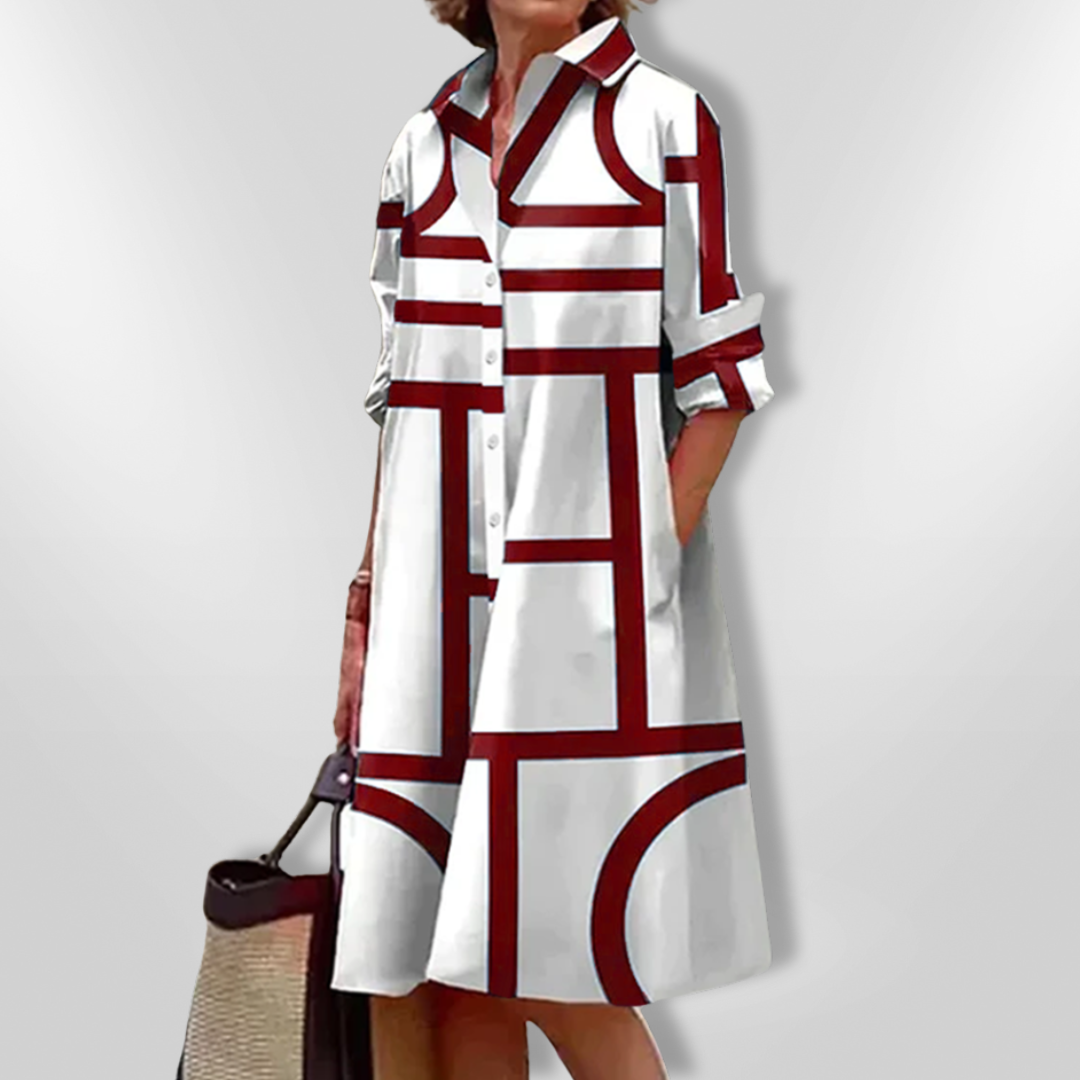 Amélie | Robe Midi avec Motif Géométrique