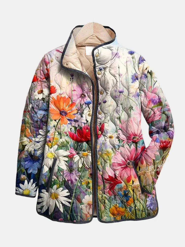 KAIA | Delightful Vintage Floral Quilted Jacket