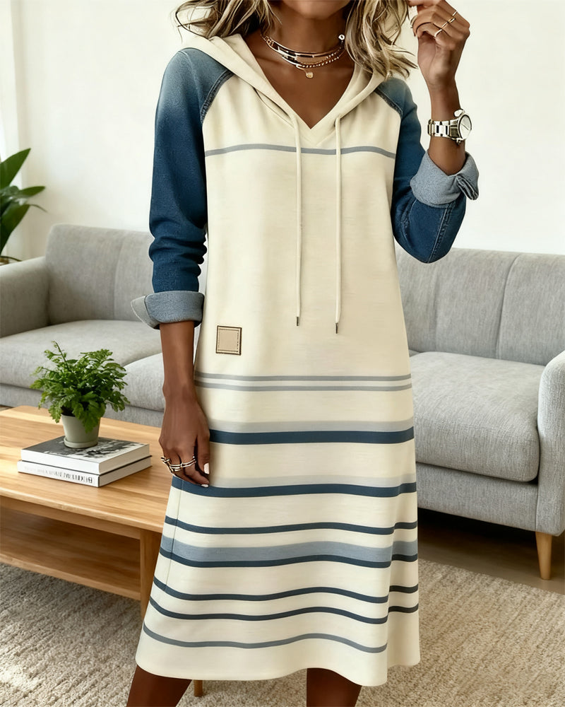 Janelle | Coastal Stripe Hoodie Dress