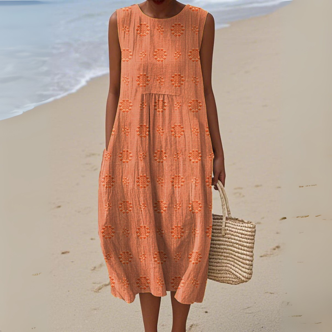 Leviana | Robe en Coton Élégante Sans Manches avec Broderie