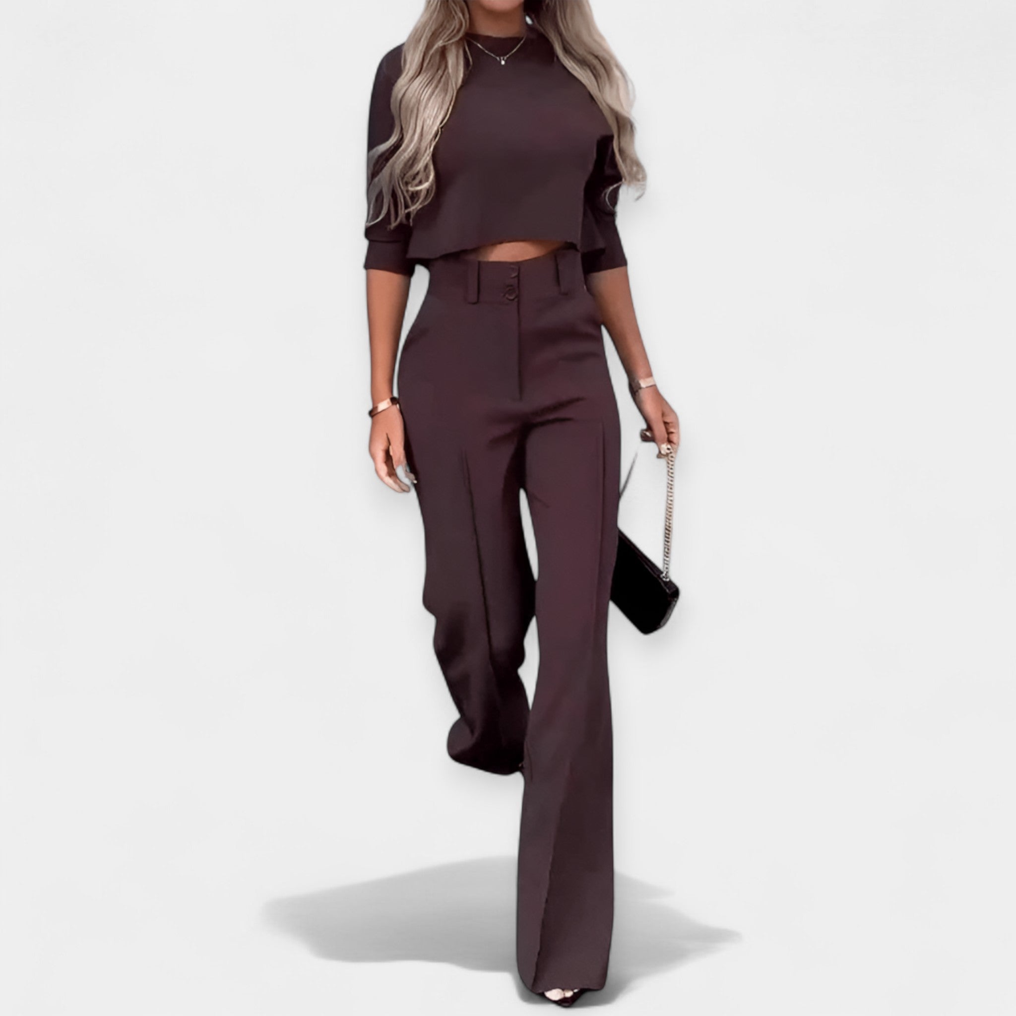 Coordinated Crop Top and Pants Set