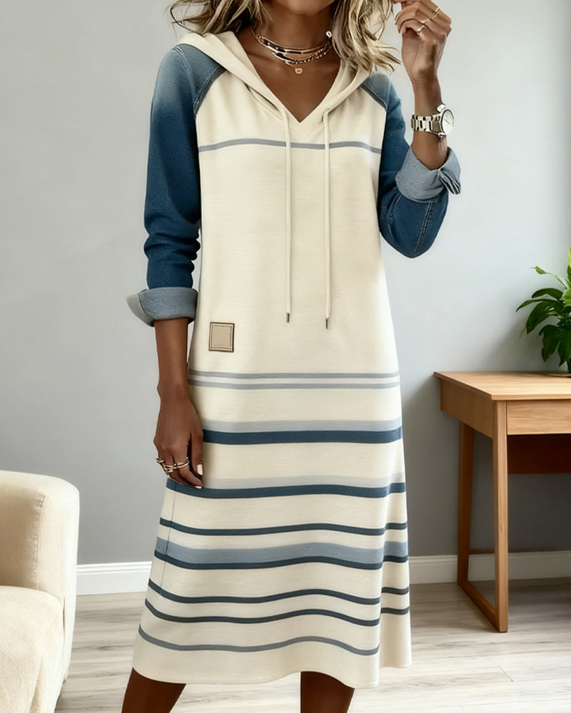 Janelle | Coastal Stripe Hoodie Dress