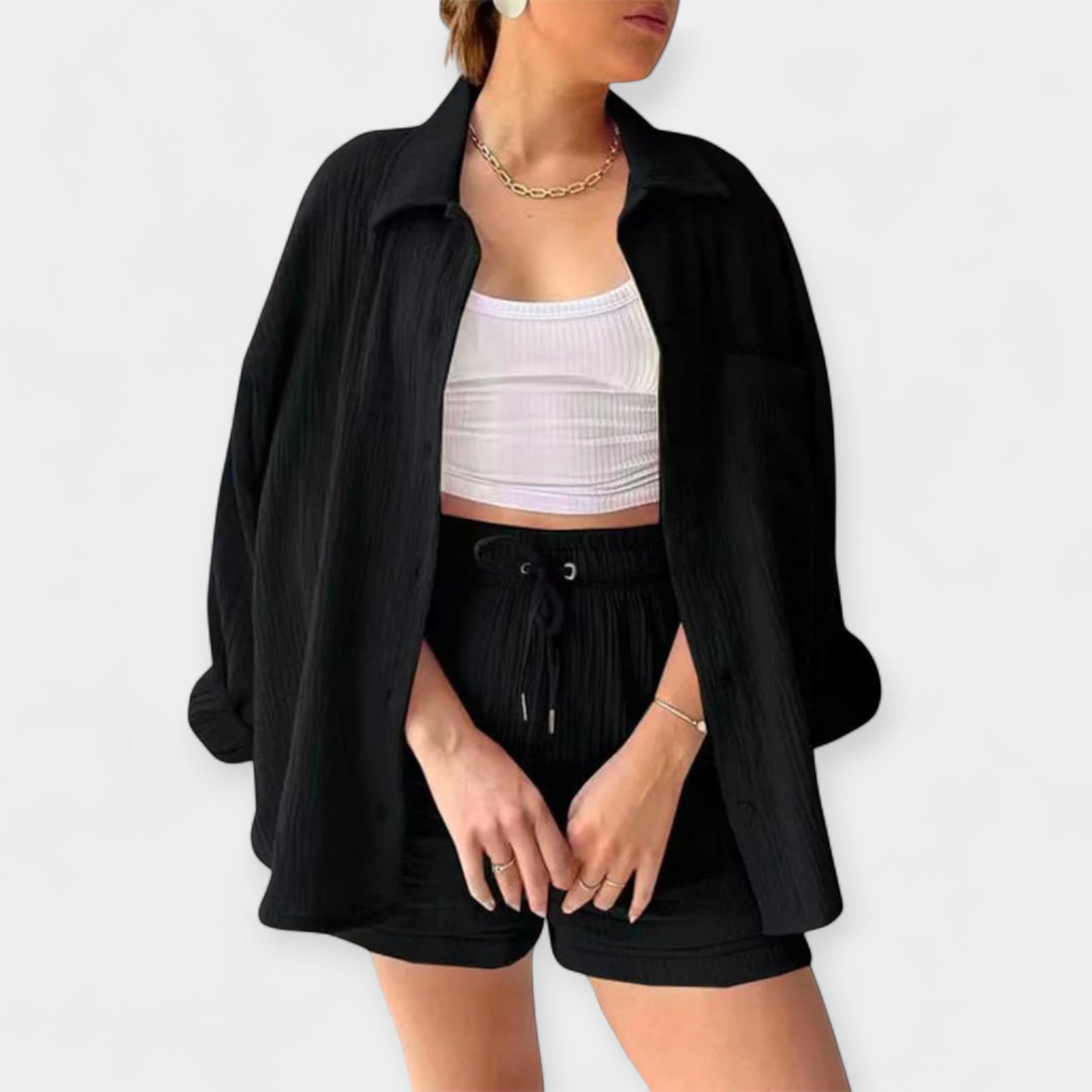Dual Color Summer Outfit - Top and Shorts