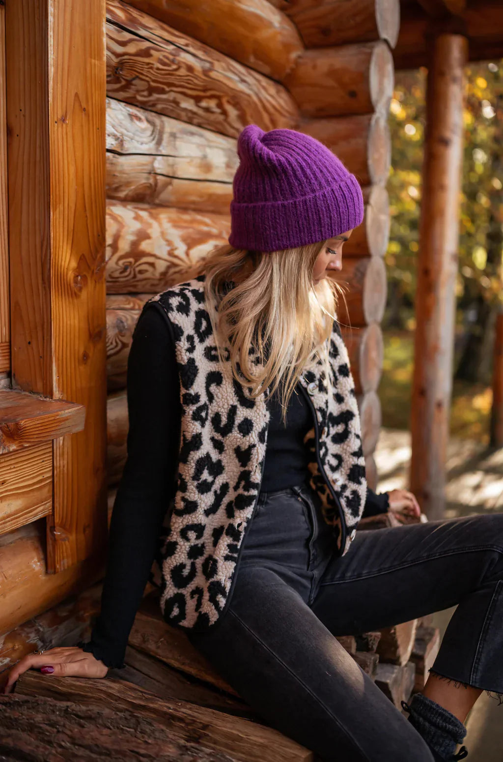 ASTRID | Gilet en tricot léopard