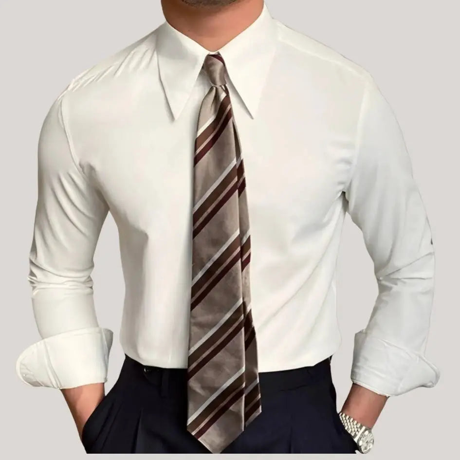 Leviana Elegant Pointed Collar Shirt