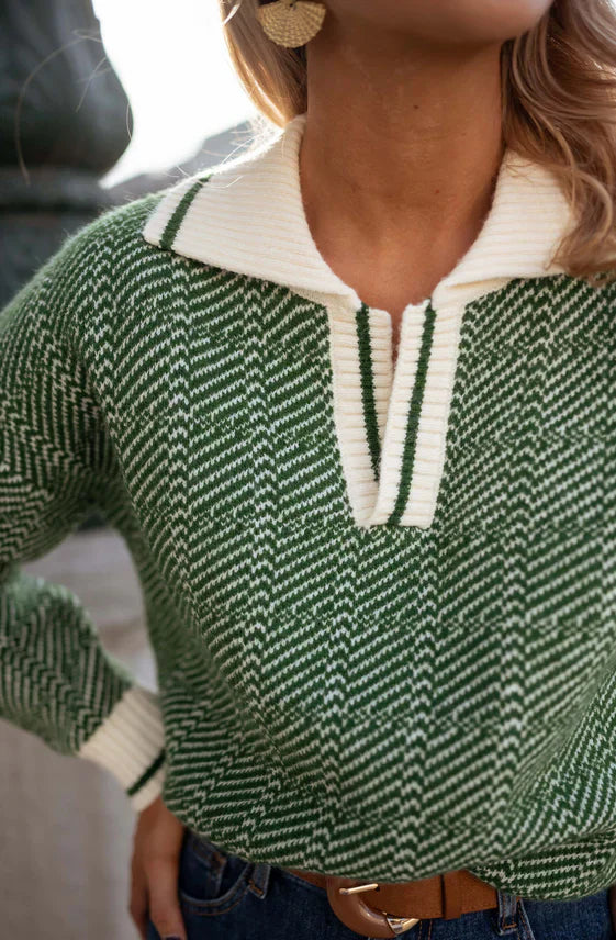EMILIA | PULL À COL V VERT