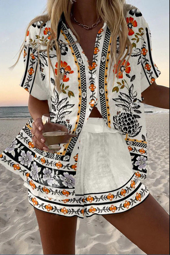 Irella | Ensemble court en lin avec imprimé floral