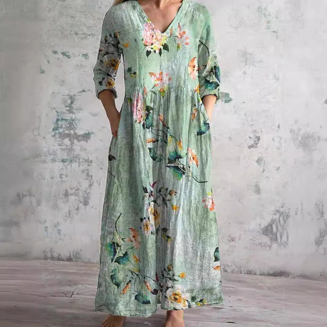 Aroa | Robe Longue Fleurie Vintage et Flatteuse