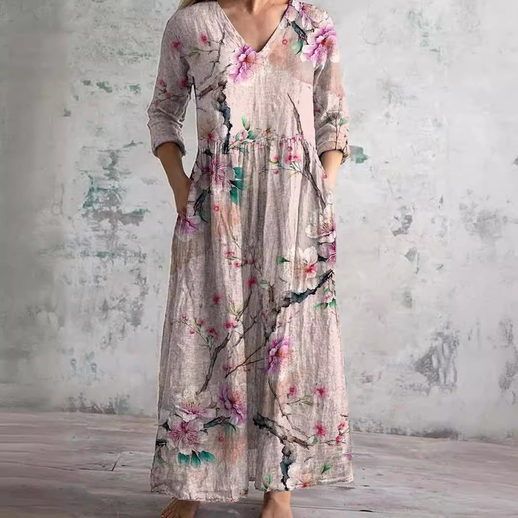 Aroa | Robe Longue Fleurie Vintage et Flatteuse