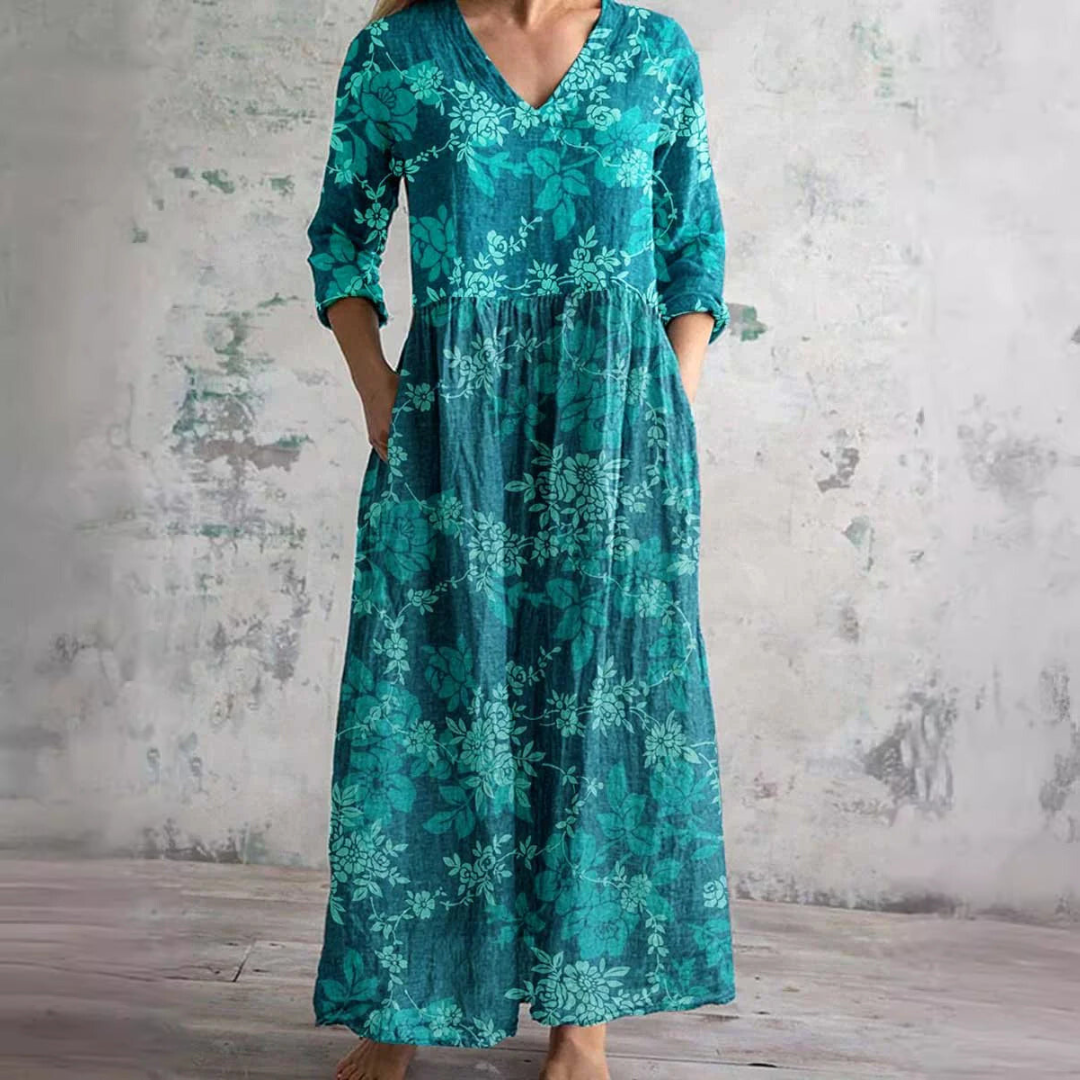 Aroa | Robe Longue Fleurie Vintage et Flatteuse