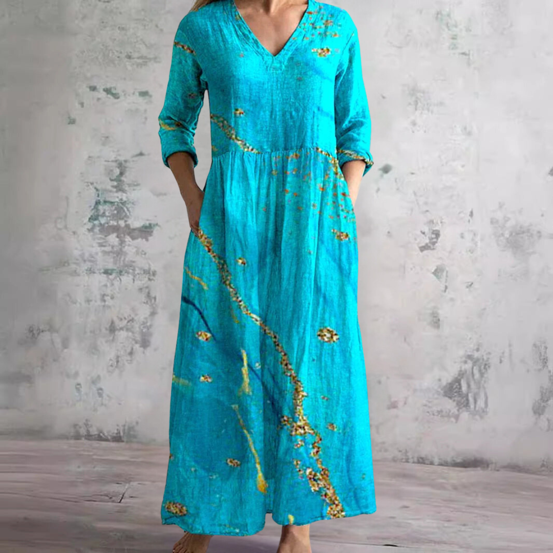 Aroa | Robe Longue Fleurie Vintage et Flatteuse