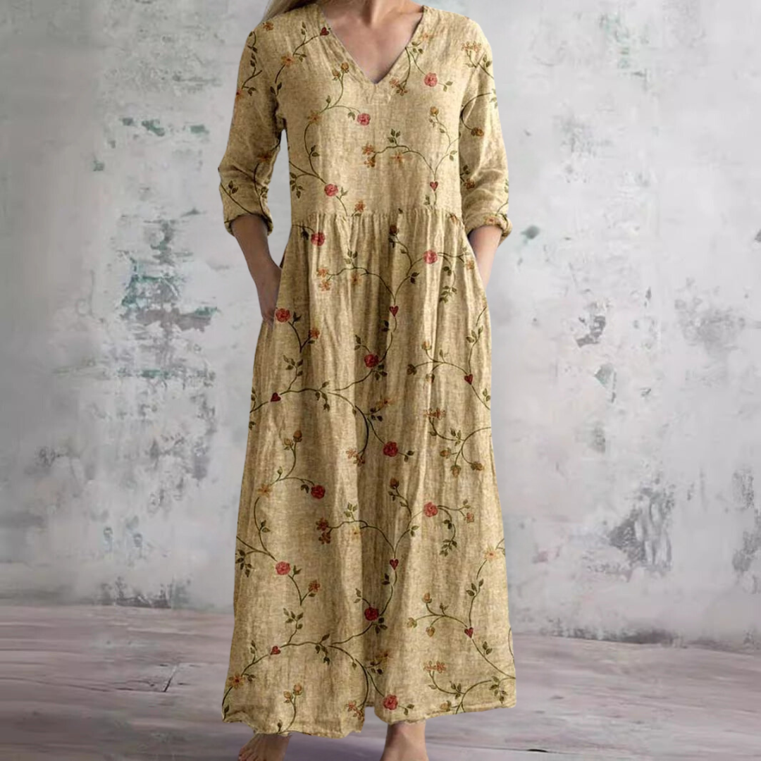 Aroa | Robe Longue Fleurie Vintage et Flatteuse