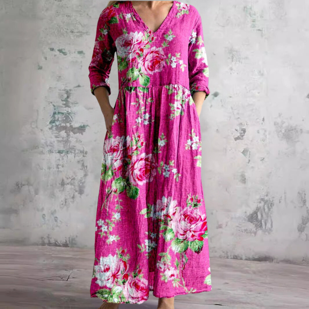 Aroa | Robe Longue Fleurie Vintage et Flatteuse