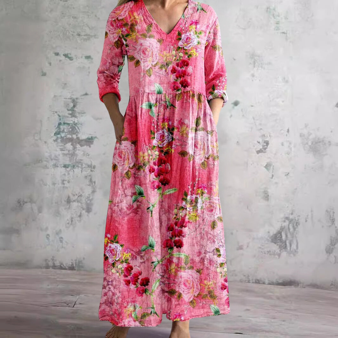Aroa | Robe Longue Fleurie Vintage et Flatteuse