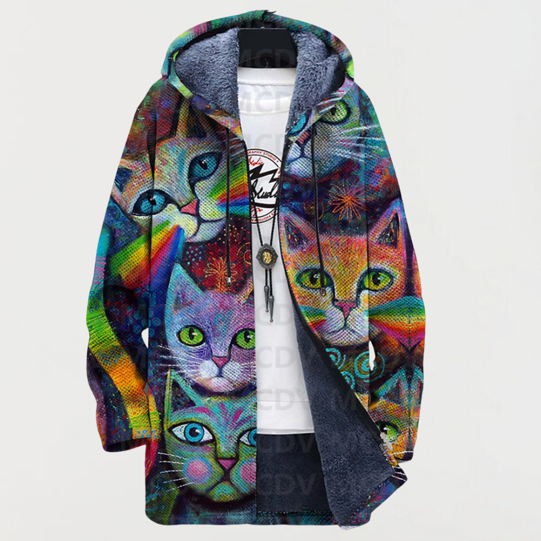 Brigitte - Manteau Chat Arc-en-ciel