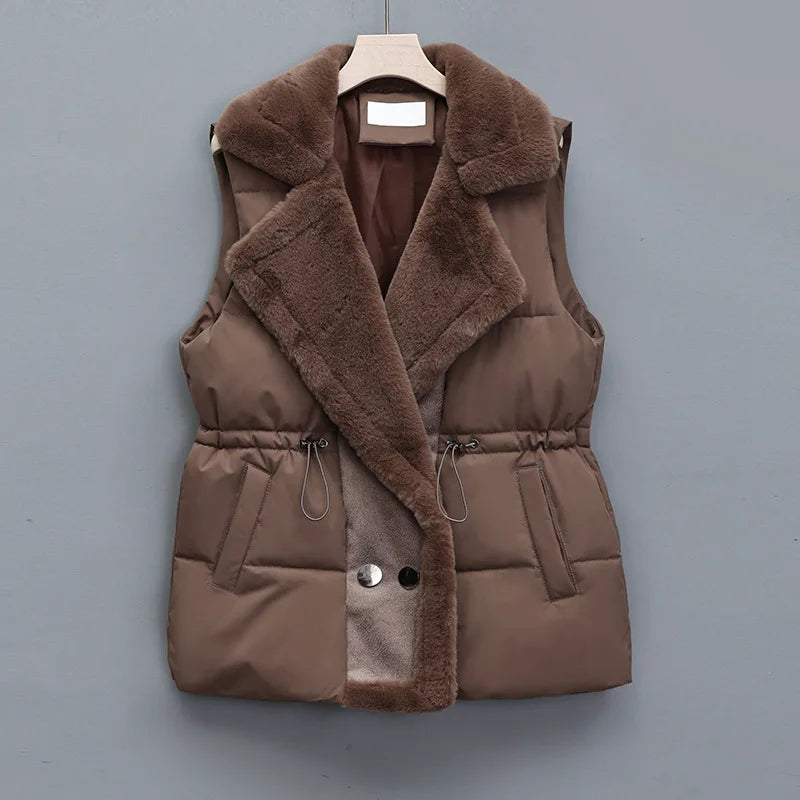 ARIA | Fur Trim Drawstring Puffer Vest