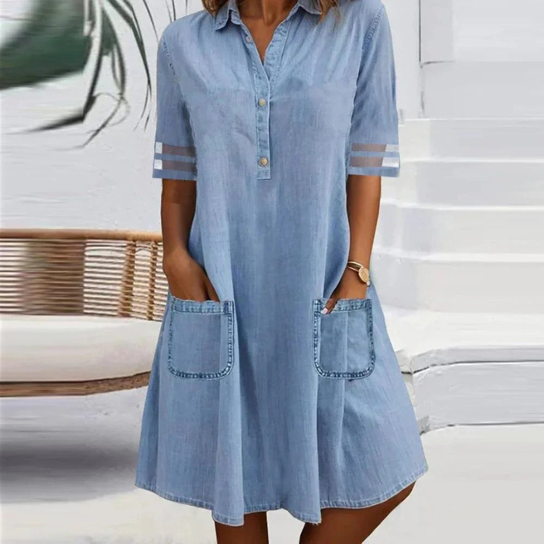 Jill | Robe Mini en Denim avec Poches Latérales