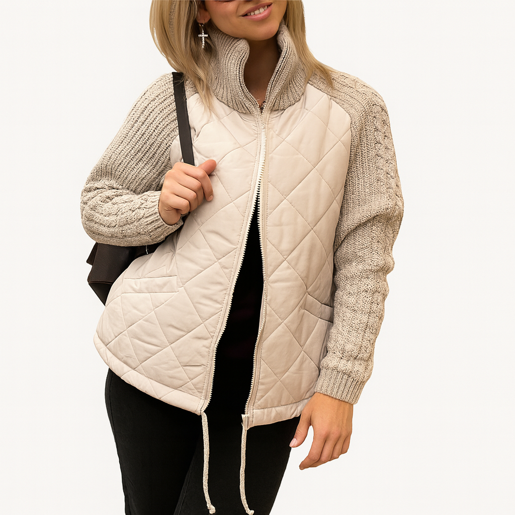 Elodie | Knit-Sleeve Quilted Jacket
