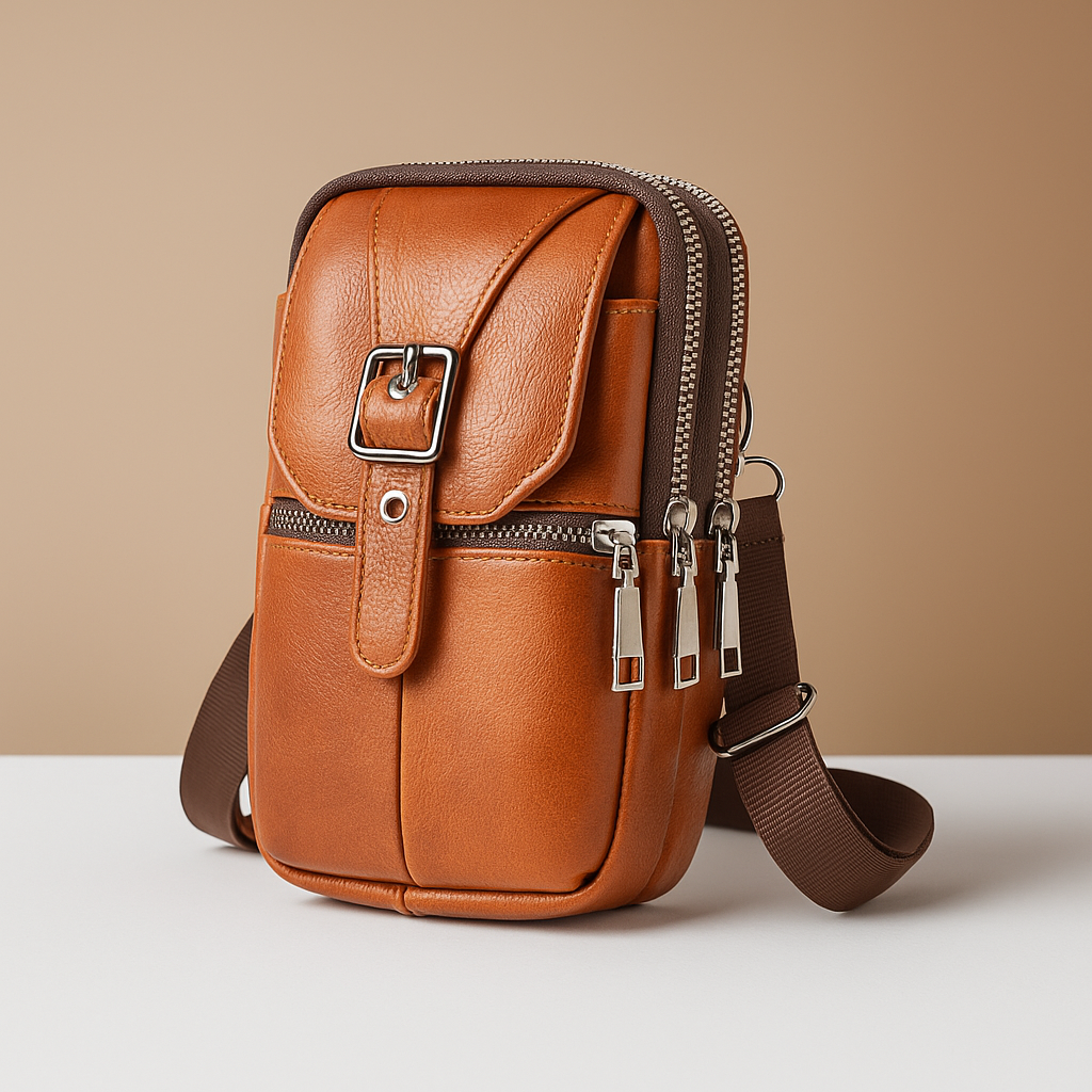 Anti-theft leather crossbody bag | Naomi