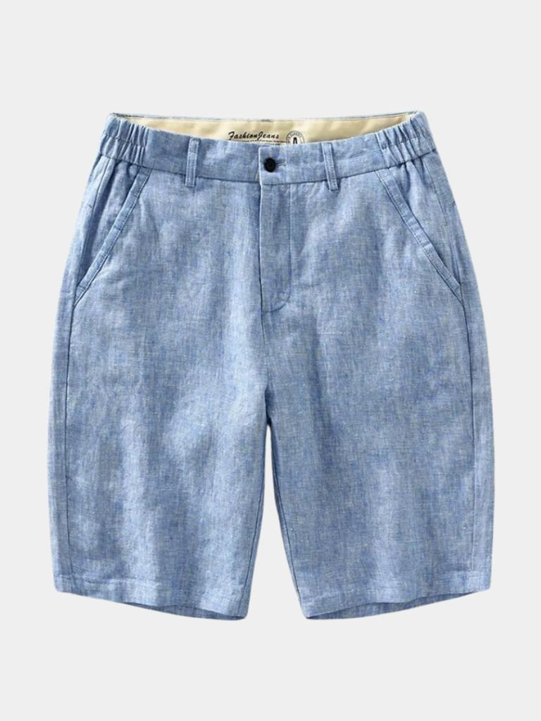 Horizon Blue Linen Shorts - Leviana