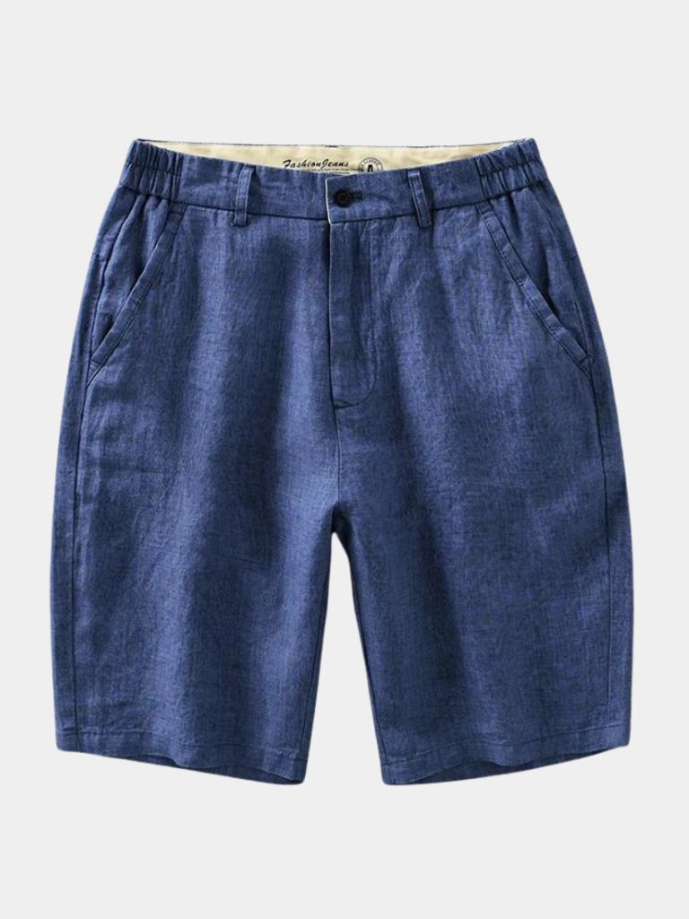 Horizon Blue Linen Shorts - Leviana
