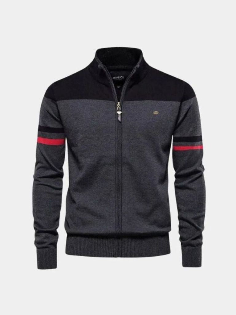 Leviana High-Collar Knitted Cardigan with Zipper