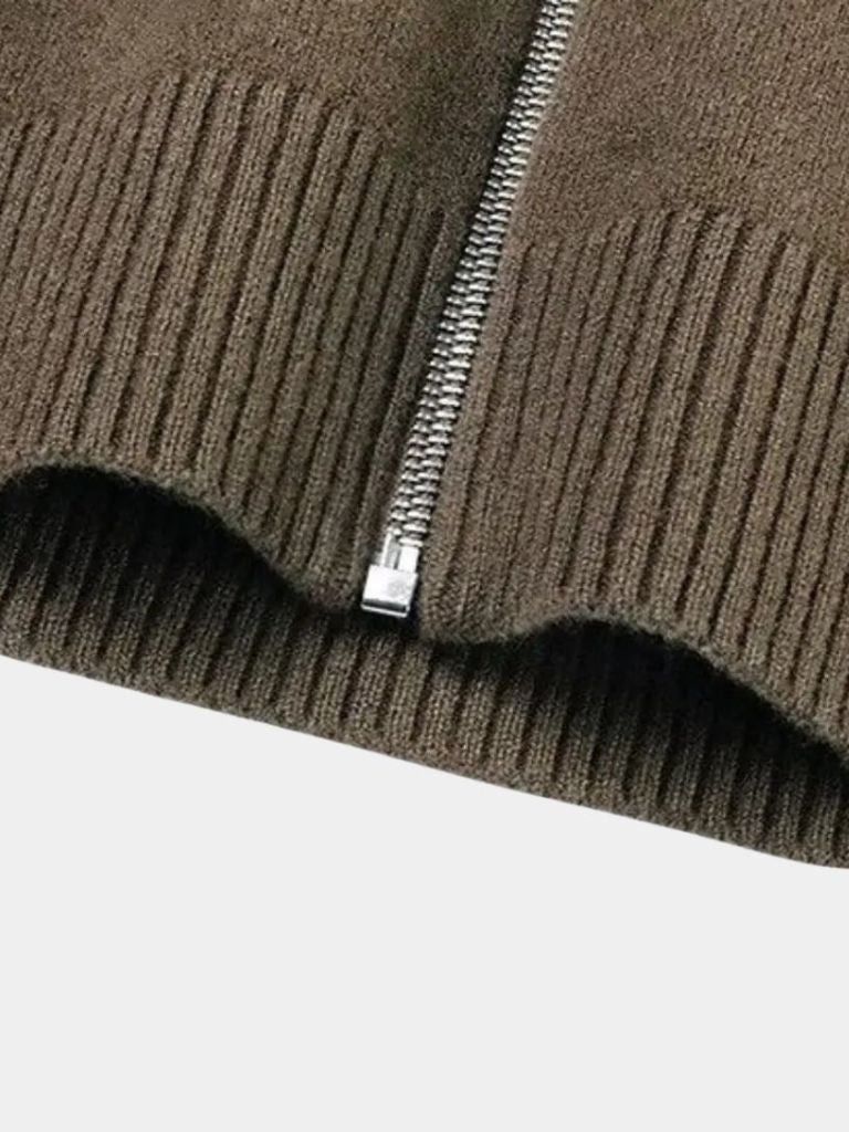 Leviana Roll Neck Cashmere Zip Pullover