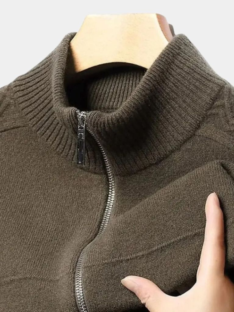 Leviana Roll Neck Cashmere Zip Pullover