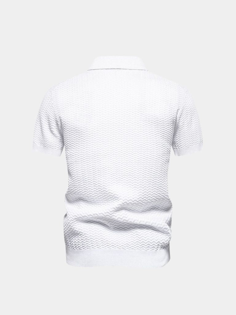 Classic Fitted Polo with Zip Collar and Short Sleeves - Leviana