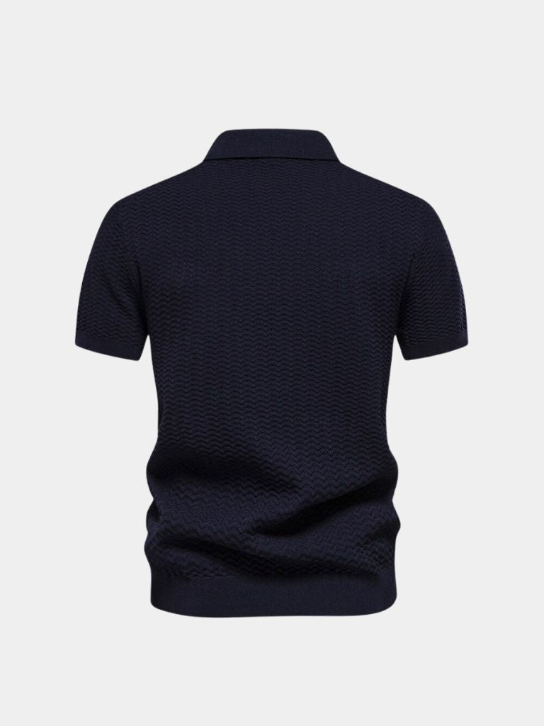 Classic Fitted Polo with Zip Collar and Short Sleeves - Leviana