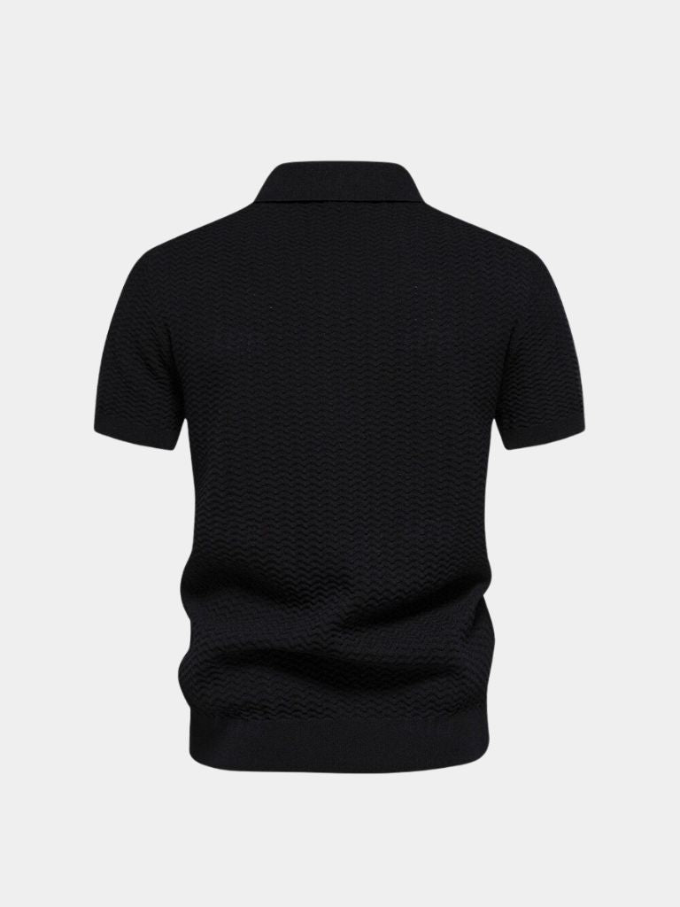 Classic Fitted Polo with Zip Collar and Short Sleeves - Leviana
