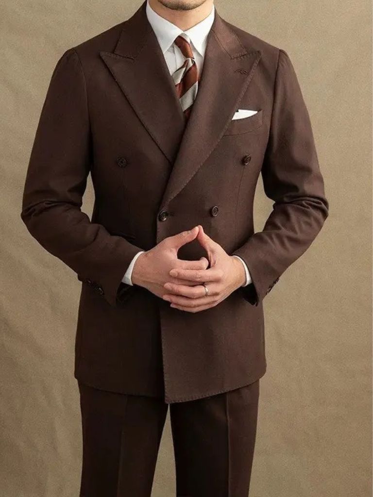 Leviana Dark Brown Gabardine Suit