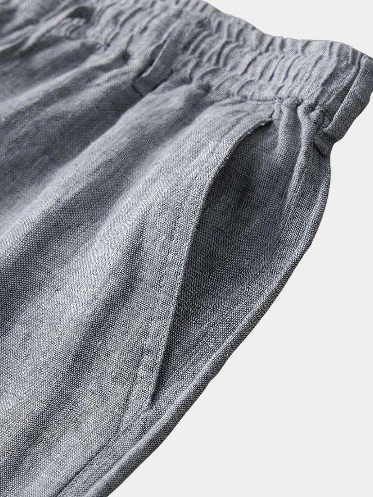 Gray Marine Linen Shorts - Leviana