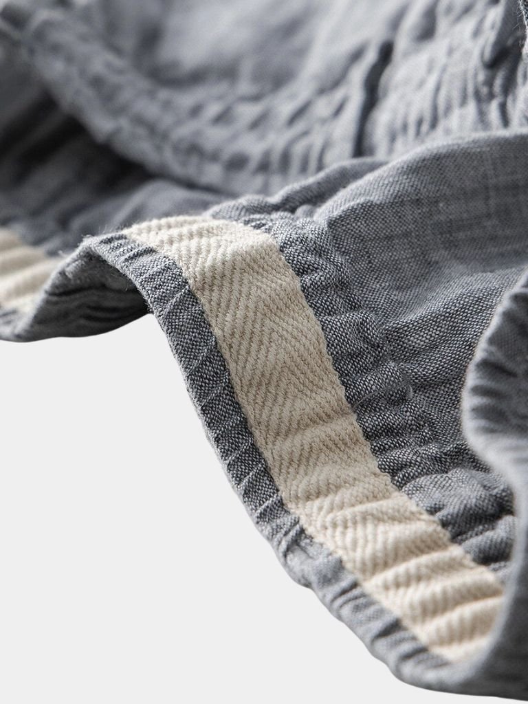 Gray Marine Linen Shorts - Leviana