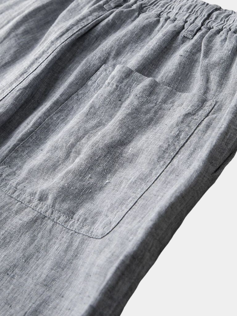 Gray Marine Linen Shorts - Leviana