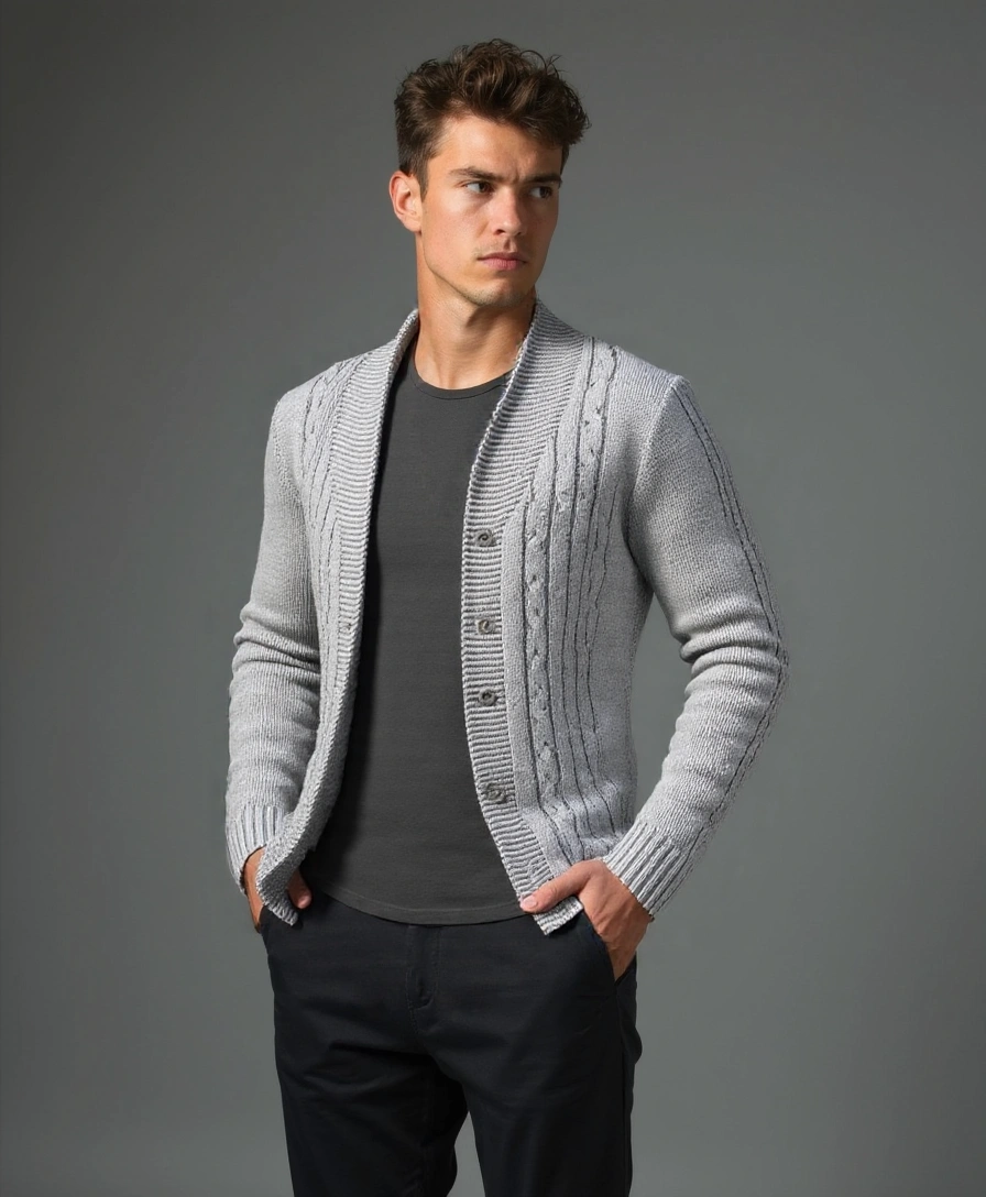 Elegant Knitted Cardigan for Men - Leviana