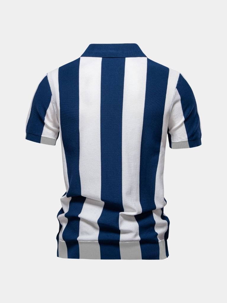 Navy Striped Polo - Leviana
