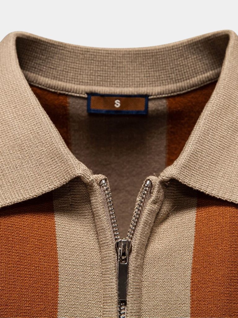 Navy Striped Polo - Leviana