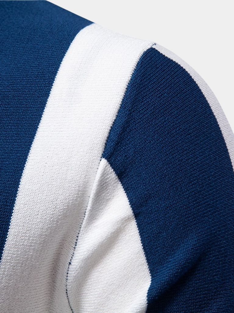 Navy Striped Polo - Leviana